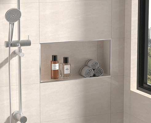 SBKK324-10 Stainless Steel Tileable Niche Frame: Precision Edge Framing for Custom Recessed Niche Systems